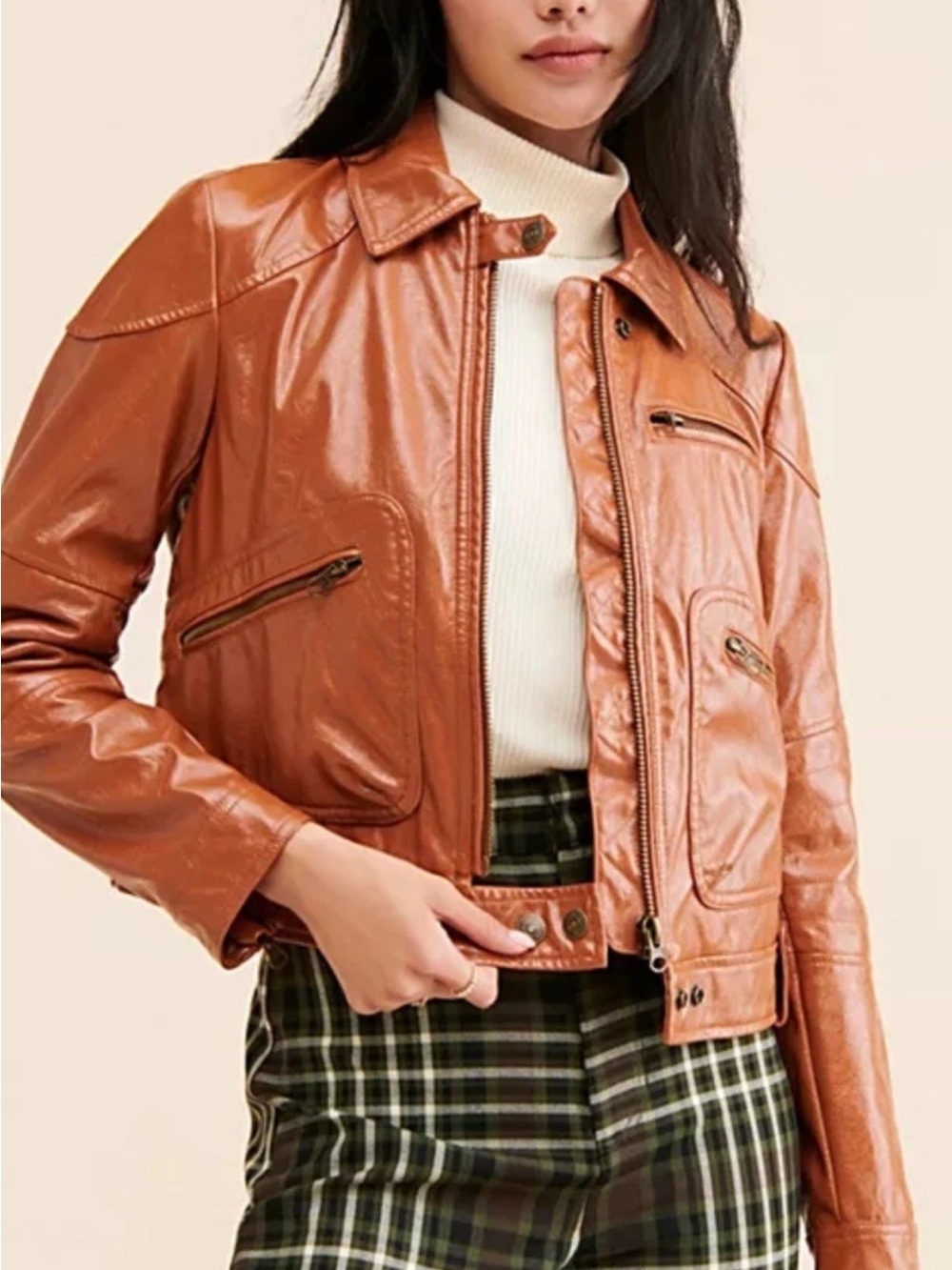We the Free (Free People) Faux Leather Cropped Jacket
